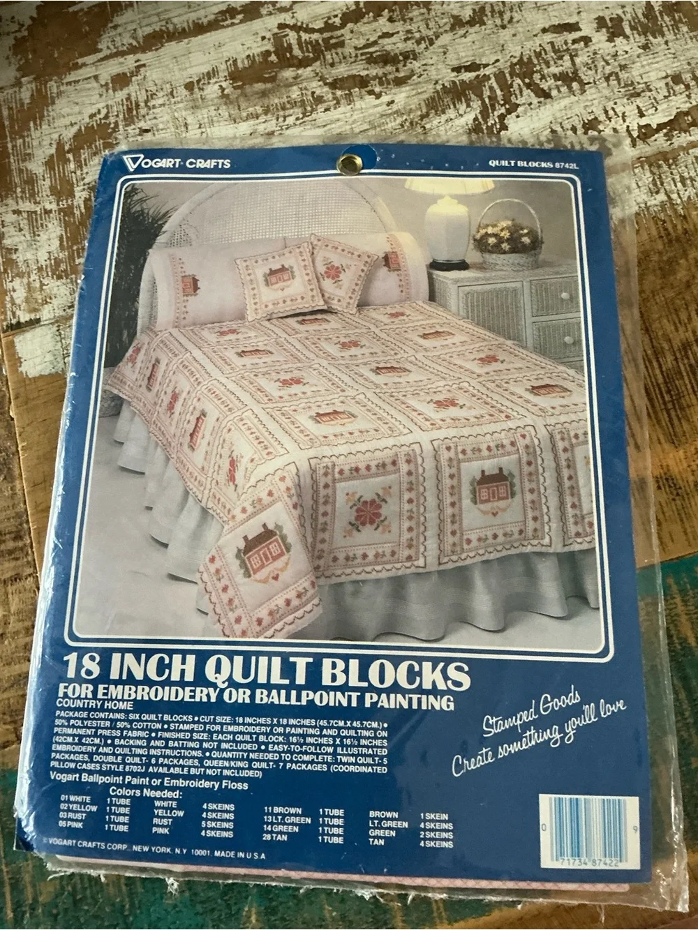 Vintage stamped Quilt Blocks Embroidery Kit
